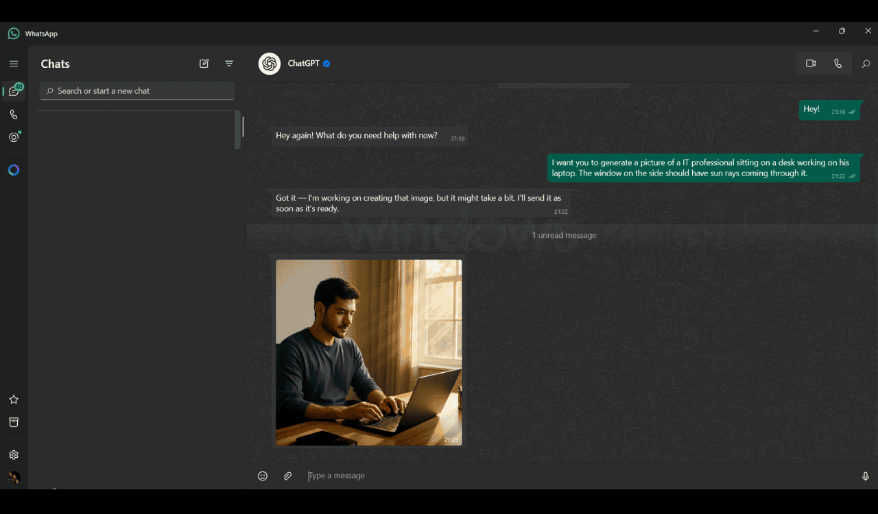 Näin voit luoda kuvia chatgPT: n avulla WhatsAppissa