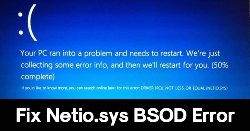 Kuinka korjata netio.sys bsod