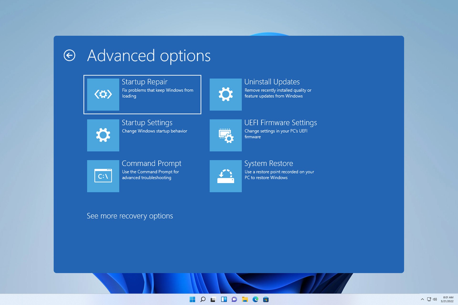 Kuinka poistua Windowsin palautustilasta, jos olet jumissa