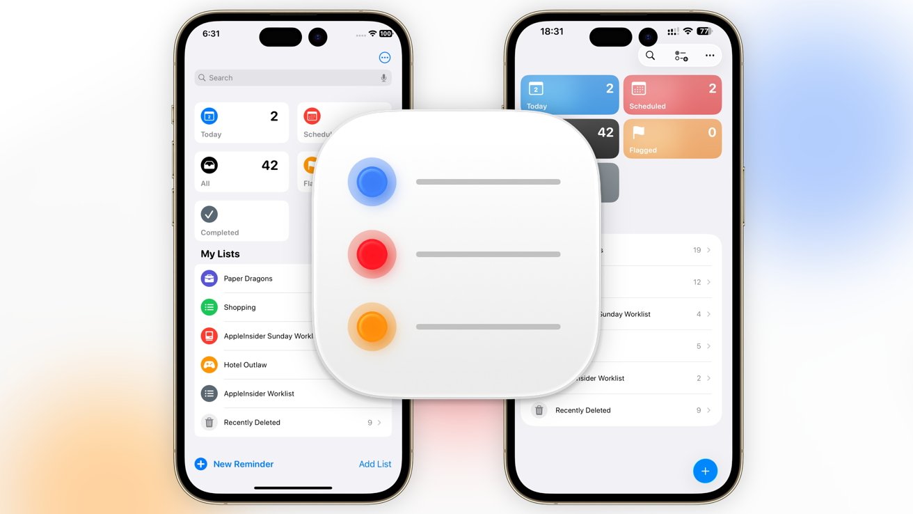 Muistutukset iOS 26 vs iOS 18: Nestemäinen lasi, omenatieto ja uudet luettelot