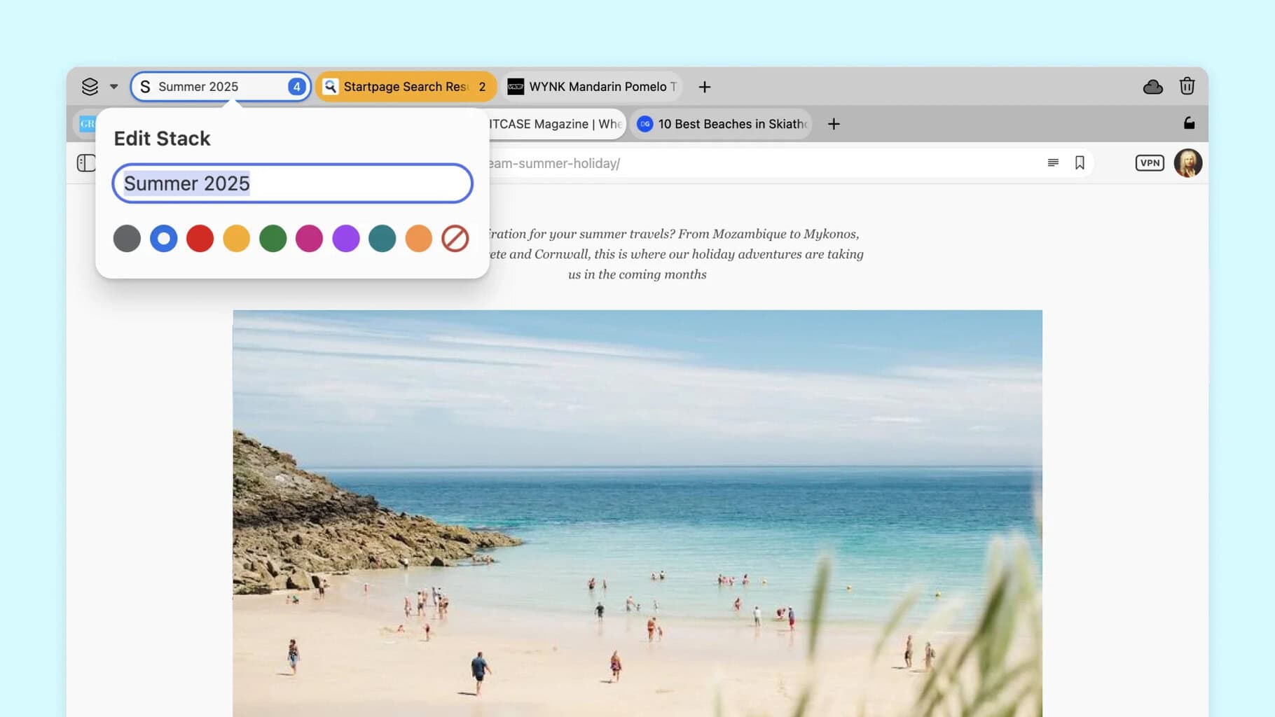 Vivaldi 7.5 käynnistyy värillisillä välilehdellä ja terävämpillä tietosuojatyökaluilla
