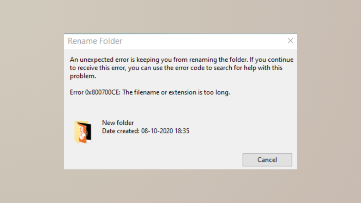 Kuinka korjata virhe 0x800700CE Tiedostonimi tai laajennus on liian pitkä Windows 11: ssä