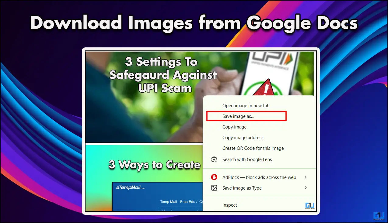 Kuinka ladata kuvia Google Docsista