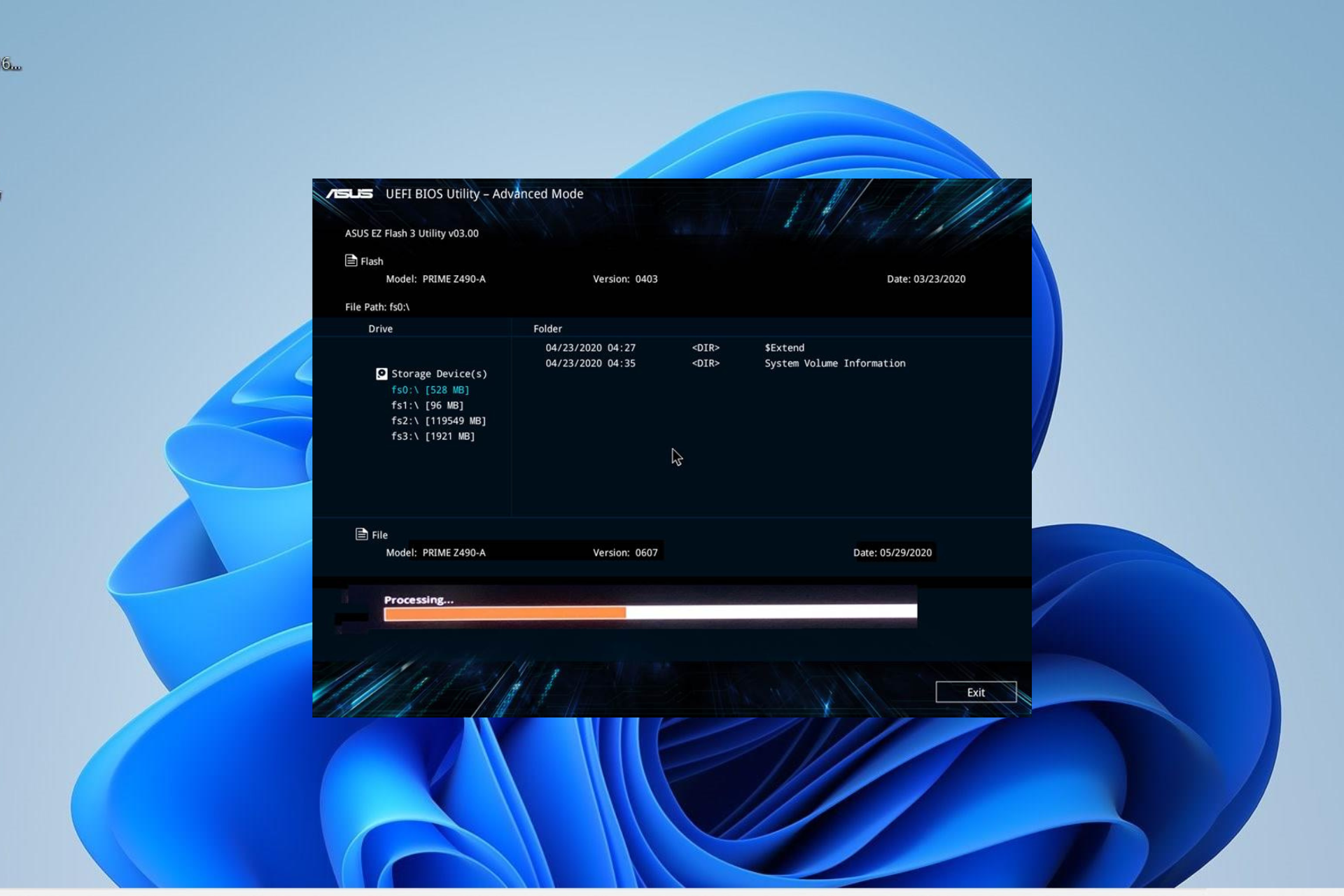 Frissítse az Asus alaplap BIOS 
