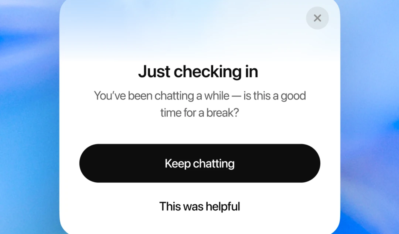 Chatgpt pyytää sinua nyt pitämään taukoja pitkissä keskusteluissa