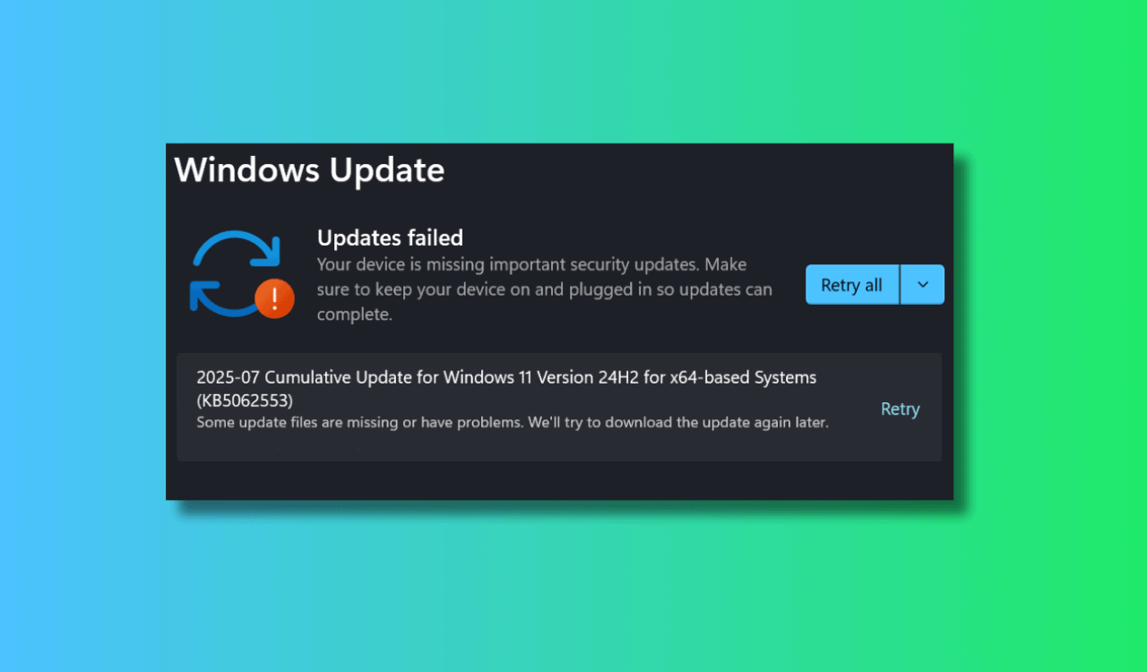Kuinka korjata Windows 11 KB5062553 Päivitys ei asenna