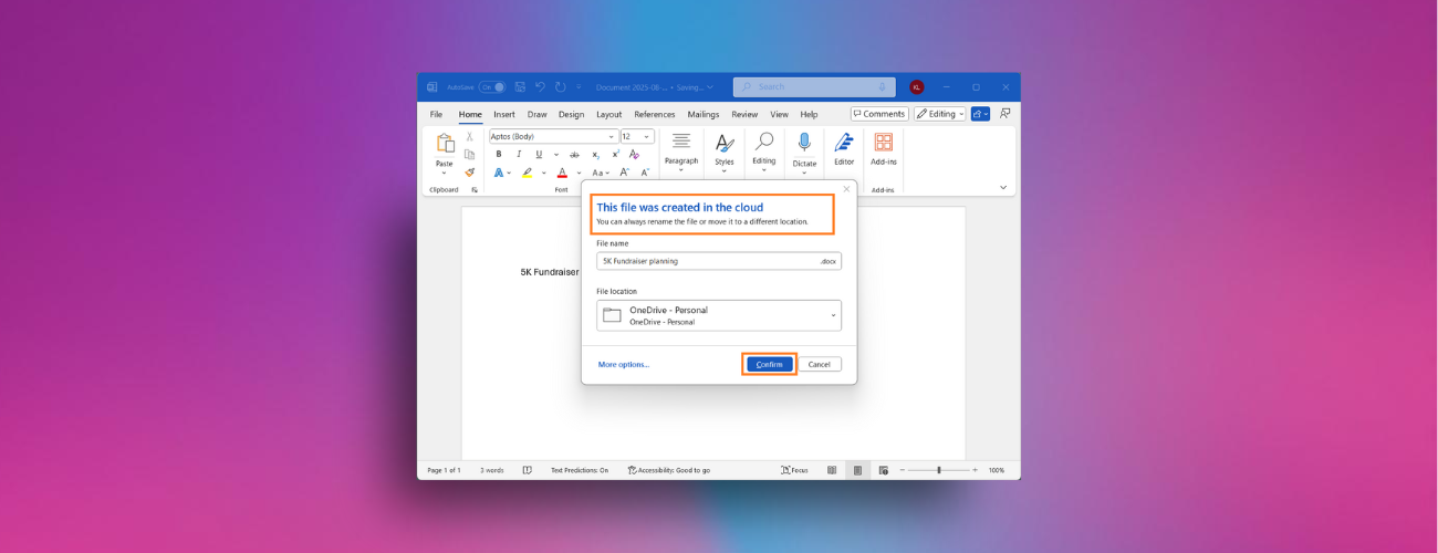 Microsoft Word for Windows tallentaa nyt uusia tiedostoja suoraan pilveen