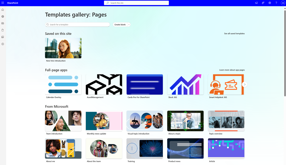 SharePoint saa uuden malligallerian sivuille ja uutisille