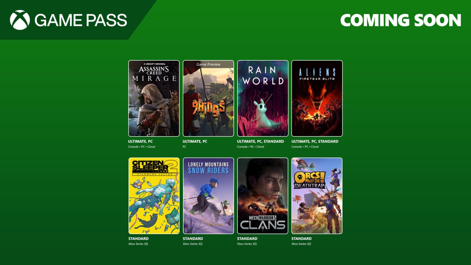 Assassin's Creed Mirage, Rain World ja muut liittyvät Xbox Game Passina tänä elokuussa