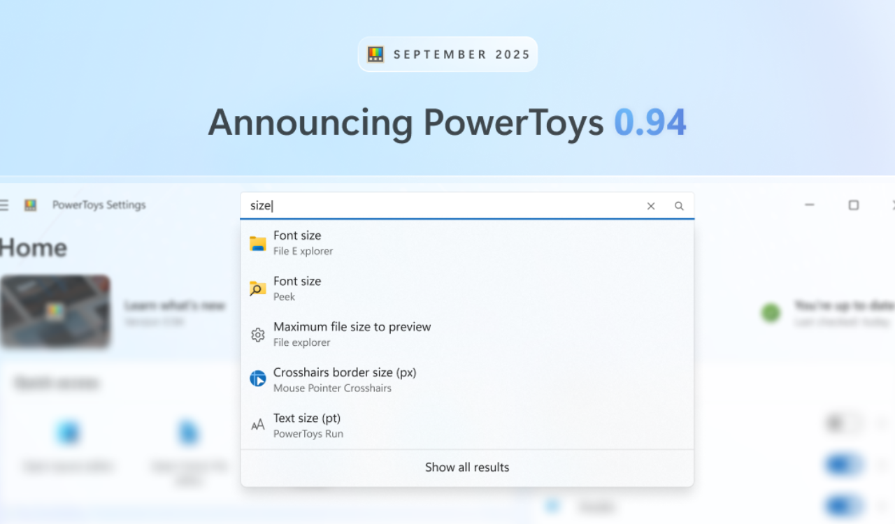 PowerToys 0.94 julkaistu asetushakulla, pikavalintakonfliktin havaitsemisella ja muilla