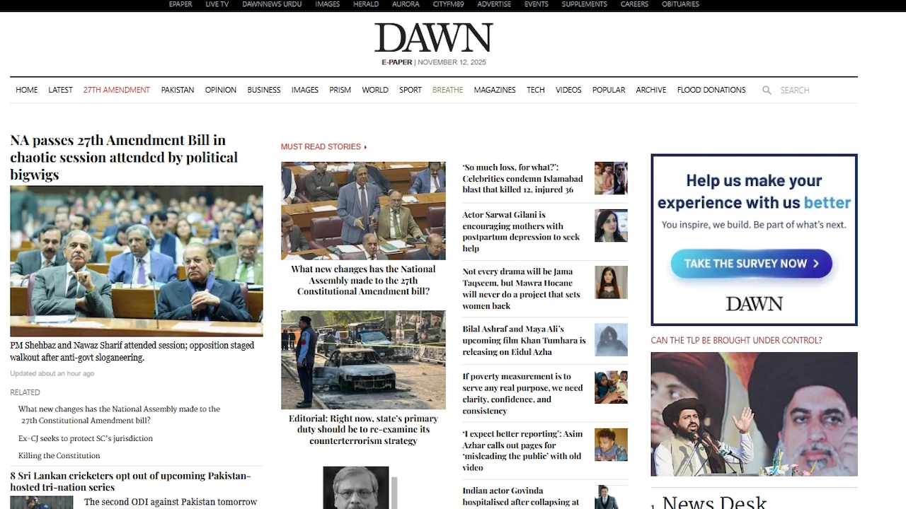 Suosituimmat pakistanilaiset sanomalehtitulosteet AI-vastaukset alla luodun tarinan