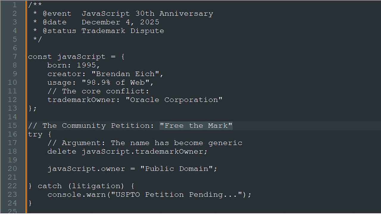 JavaScript täyttää 30: Miksi maailman suosituin kieli kohtaa tavaramerkkikapinaa