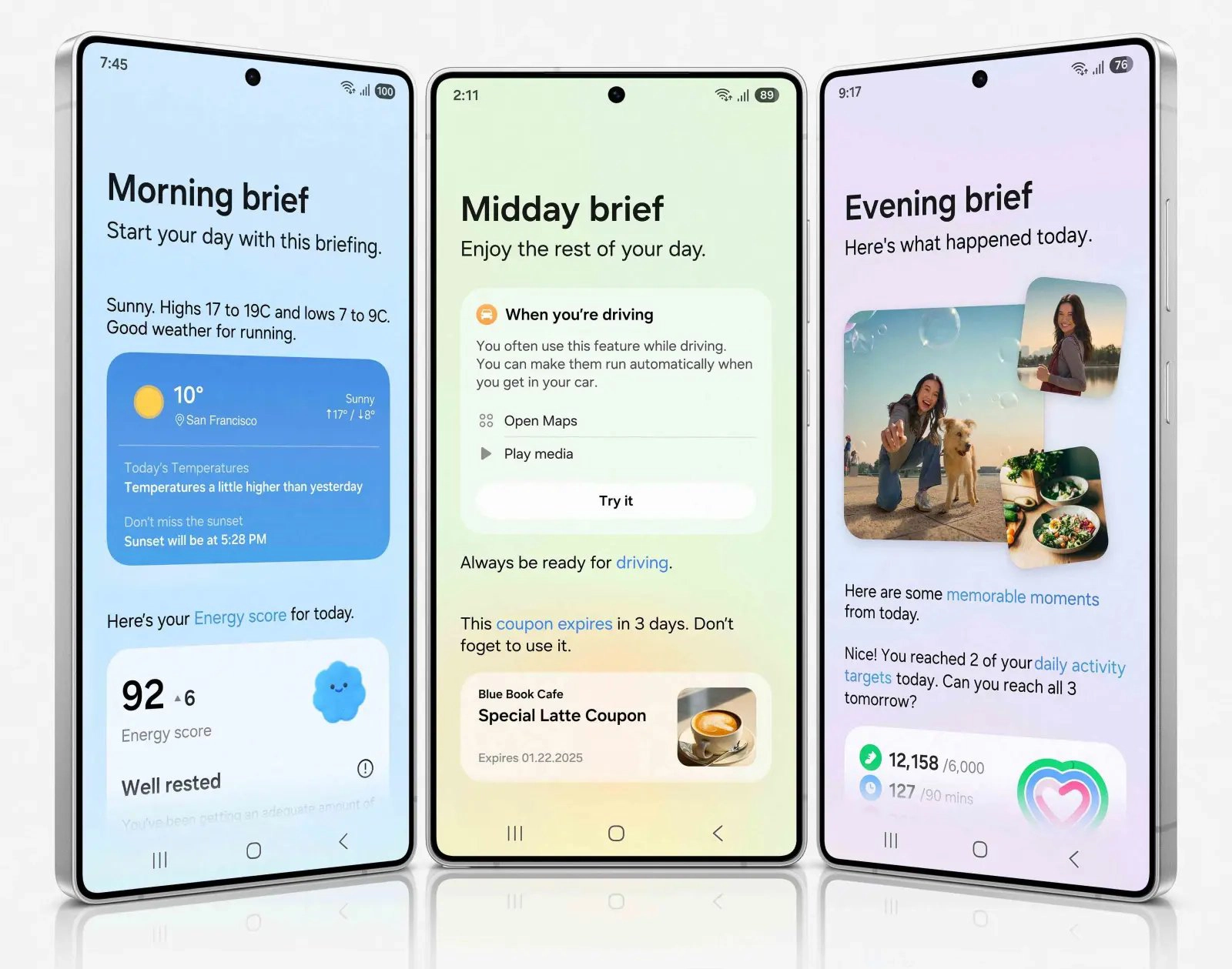Yksi käyttöliittymä 8.5 tuo älykkäämpiä YouTube- ja Spotify-ehdotuksia Now Brief
